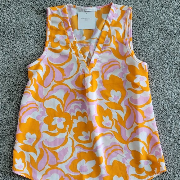 Adore Me Orange & Lavender Top Sleeveless Blouse Small, New with Tag - Picture 5 of 11